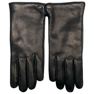 Pre-owned Gucci Leather Gloves In Black