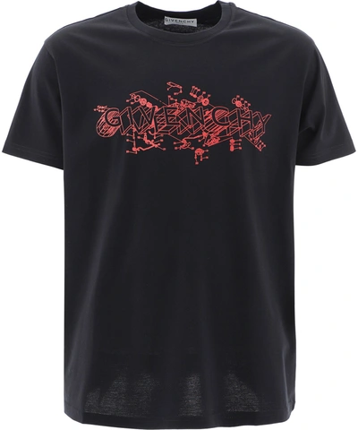 Shop Givenchy "schematics" T-shirt In Black  