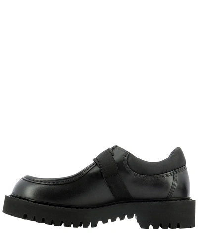 Shop Valentino "vltn" Buckle Derby Shoes In Black  