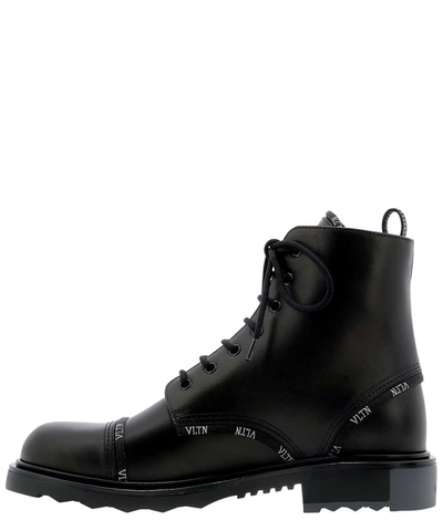Shop Valentino "vlnt" Combat Boots In Black  