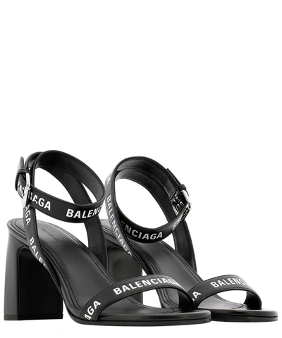 Shop Balenciaga All-over Logo Sandals In Black  