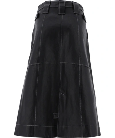 Shop Ganni Button Leather Skirt In Black  