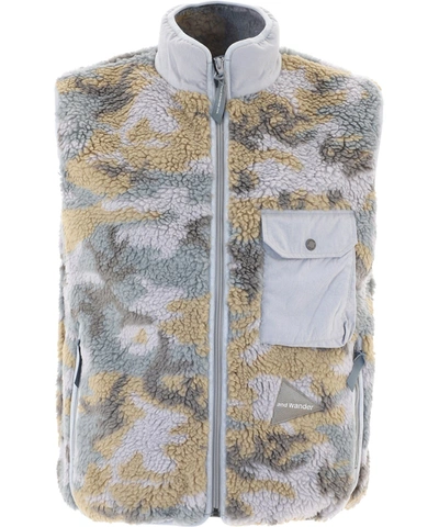 Shop And Wander Camouflage Fleece Vest In Grey