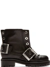 Alexander Mcqueen Black Leather New 39s Wolf Biker Boots