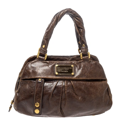 Pre-owned Marc By Marc Jacobs Brown Leather Twisted Q Groove Satchel