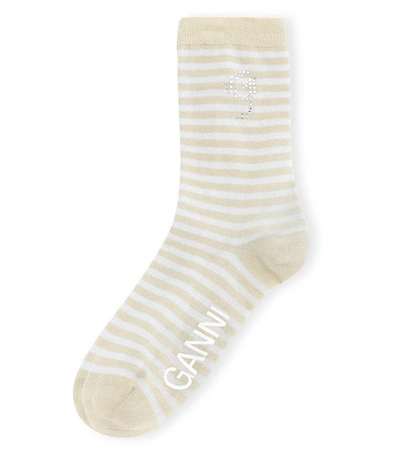 Shop Ganni Polyamide Lurex Blend Sock In Heather In Multi