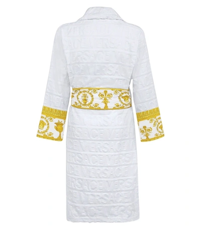 Shop Versace Logo Print Robe In White