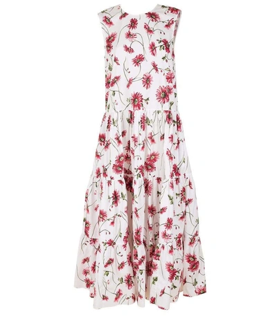 Shop Adam Lippes White Daisy Sleeveless Tiered Maxi Dress