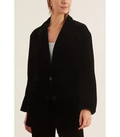 Shop Dorothee Schumacher Velvet Shimmer Jacket In Pure Black
