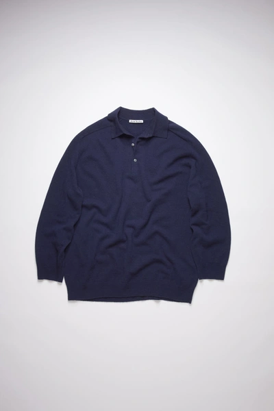 Shop Acne Studios Polo Sweater In Navy