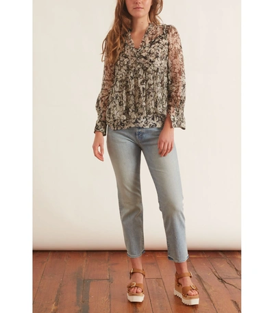 Shop Dorothee Schumacher Shimmering Flower Blouse In Shiny Yellow Florals On Black In Multi