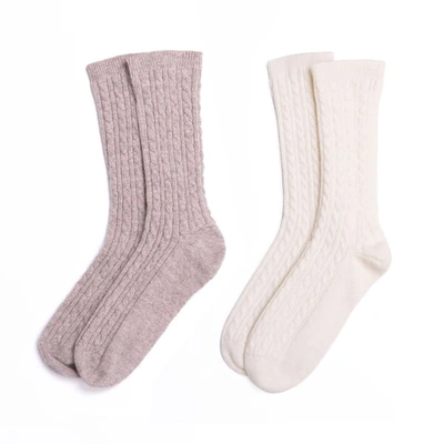 Voya Cable Cashmere Socks Gift Set In Cashmere