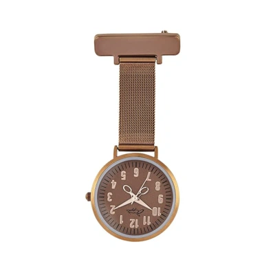 Bermuda Watch Company Annie Apple Rose Gold/coffee Mesh Nurse Fob Watch
