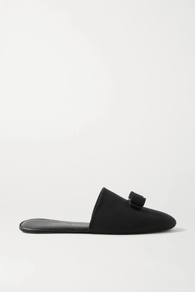 Shop Ferragamo Vern Dream Bow-embellished Cady Slippers In Black