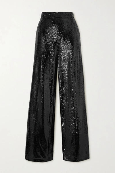 Shop Joseph Tawny Sequined Crepe Wide-leg Pants In Black