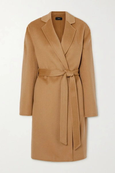 Shop Joseph Cenda Belted Wool And Cashmere-blend Coat In Camel
