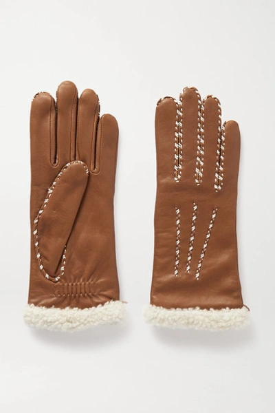 Shop Agnelle Marie Louise Alpaca-lined Leather Gloves In Tan