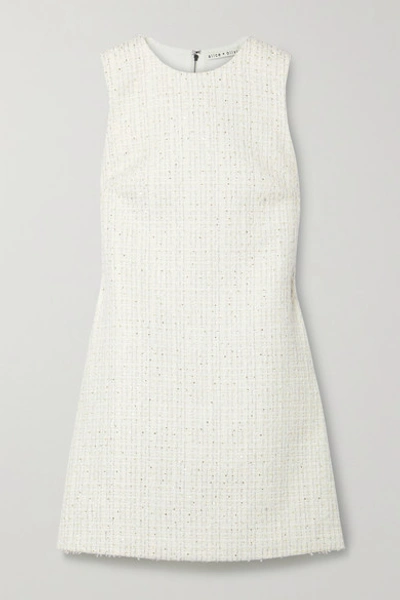 Shop Alice And Olivia Coley Metallic Tweed Mini Dress In White