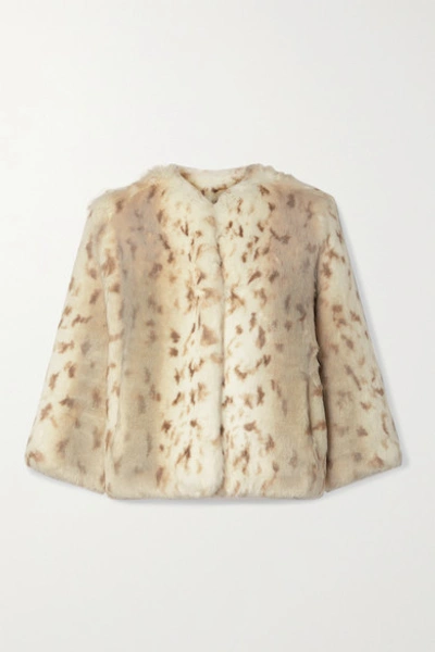 Shop Faz Not Fur Foxy Printed Faux Fur Jacket In Ivory