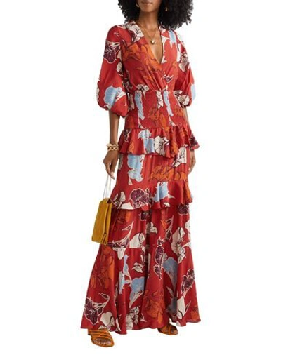 Shop Johanna Ortiz Woman Maxi Dress Red Size 0 Viscose, Silk