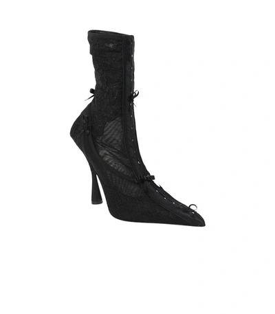 Shop Balenciaga Lingerie Lace Knife Booties In Black