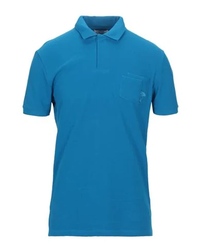 Shop Versace Polo Shirts In Azure