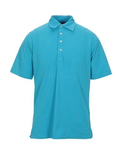 Shop Fedeli Polo Shirts In Sky Blue