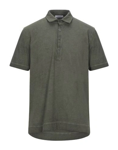 Shop Boglioli Man Polo Shirt Military Green Size Xs Cotton
