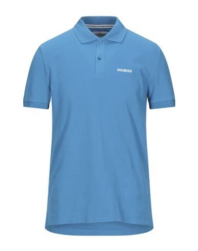 Shop Bikkembergs Man Polo Shirt Turquoise Size S Cotton In Blue