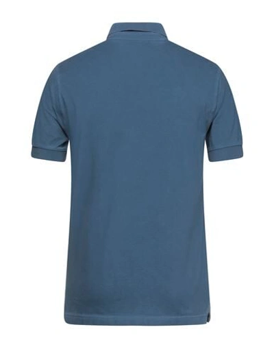 Shop Alpha Studio Man Polo Shirt Slate Blue Size 36 Cotton, Elastane
