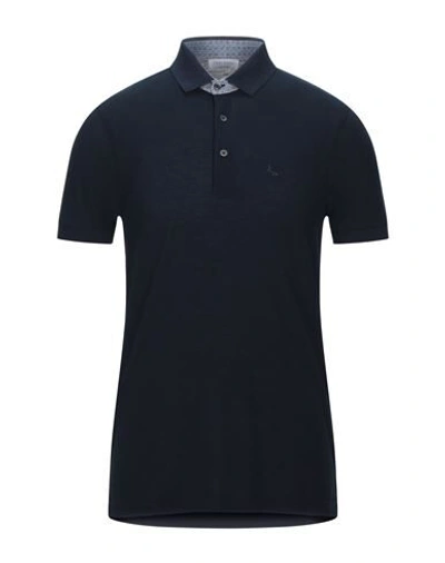Shop Gran Sasso Man Polo Shirt Midnight Blue Size 36 Cotton In Dark Blue