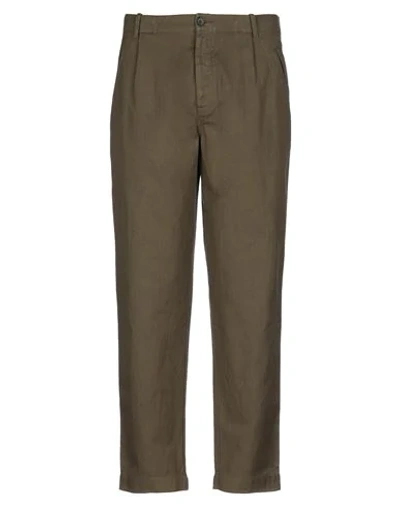 Shop Pence Man Pants Military Green Size 36 Cotton, Linen