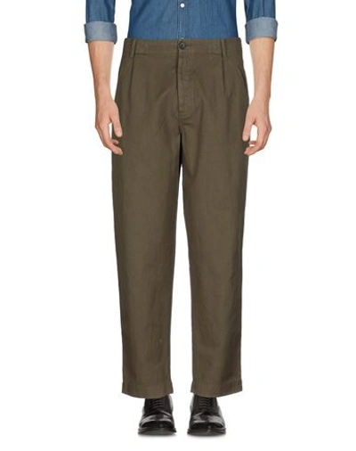 Shop Pence Man Pants Military Green Size 36 Cotton, Linen