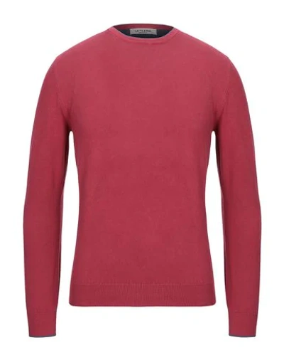 Shop La Fileria Man Sweater Brick Red Size 38 Cotton