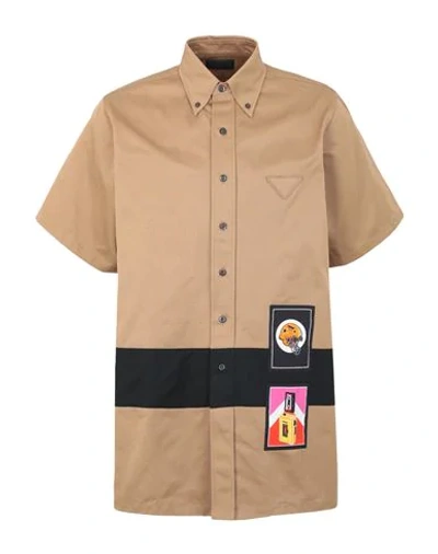 Shop Prada Shirts In Camel