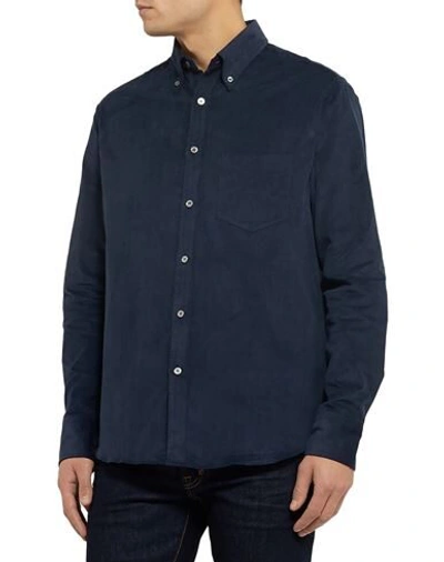 Shop Dunhill Man Shirt Midnight Blue Size Xxl Cotton