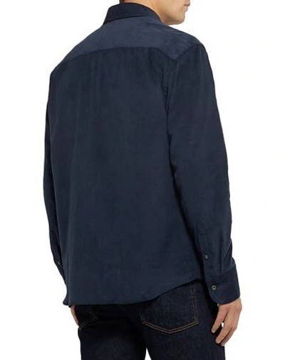 Shop Dunhill Man Shirt Midnight Blue Size Xxl Cotton