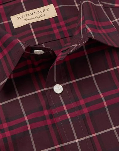 Shop Burberry Checked Shirt In Maroon