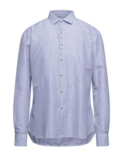 Shop Aglini Man Shirt Midnight Blue Size 16 Cotton, Linen
