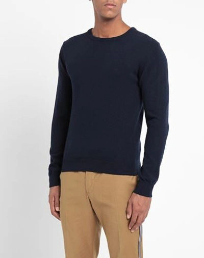 Shop 8 By Yoox Cashmere Essential Crewneck Sweater Man Sweater Midnight Blue Size M Regenerated Cashmere