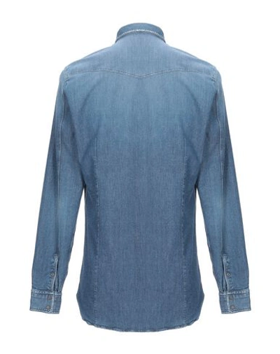 Shop Alessandro Gherardi Man Denim Shirt Blue Size Xl Cotton, Elastane