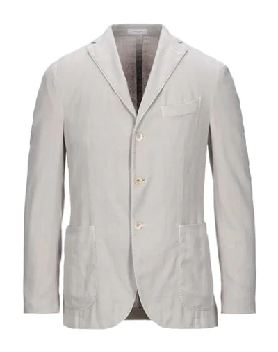 Shop Boglioli Man Blazer Light Grey Size 42 Cotton, Linen, Polyester, Elastane