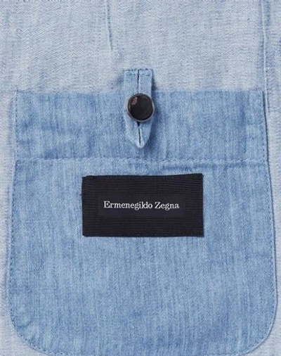 Shop Ermenegildo Zegna Zegna Man Blazer Sky Blue Size 38 Linen