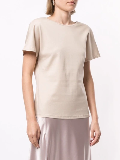 Shop Goodious V-back Cotton T-shirt In Neutrals