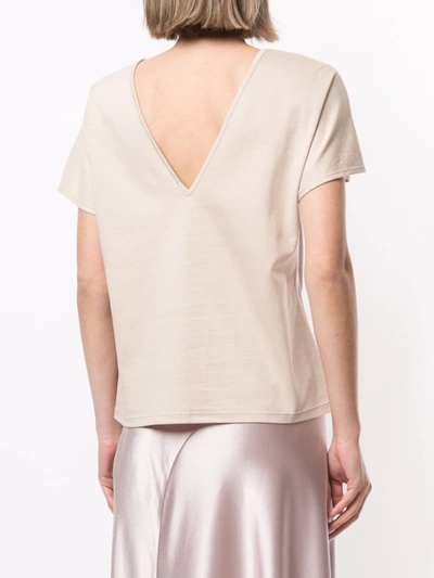 Shop Goodious V-back Cotton T-shirt In Neutrals