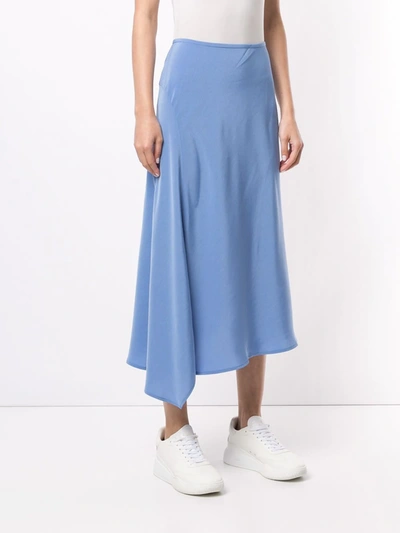 Shop Goodious Side-slit Midi Skirt In Blue