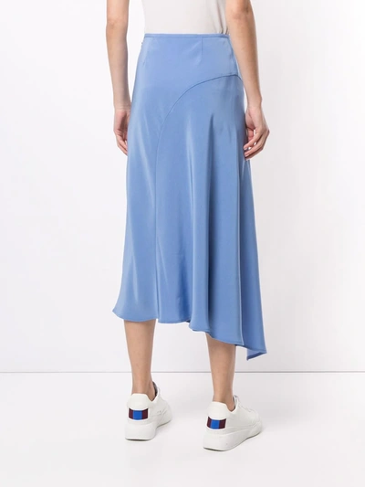 Shop Goodious Side-slit Midi Skirt In Blue