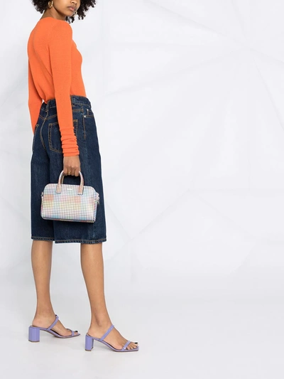 Ganni Recycled Wool Knit V Neck Sweater In Orange