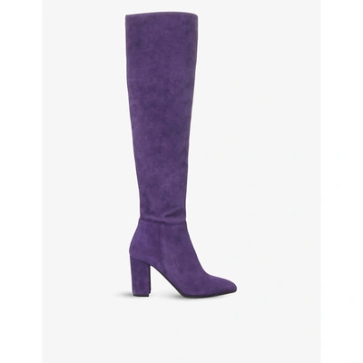 Shop Dune Selsie Over-the-knee Suede Boots In Purple-suede