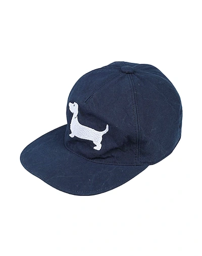 Shop Thom Browne Man Hat Midnight Blue Size Onesize Textile Fibers